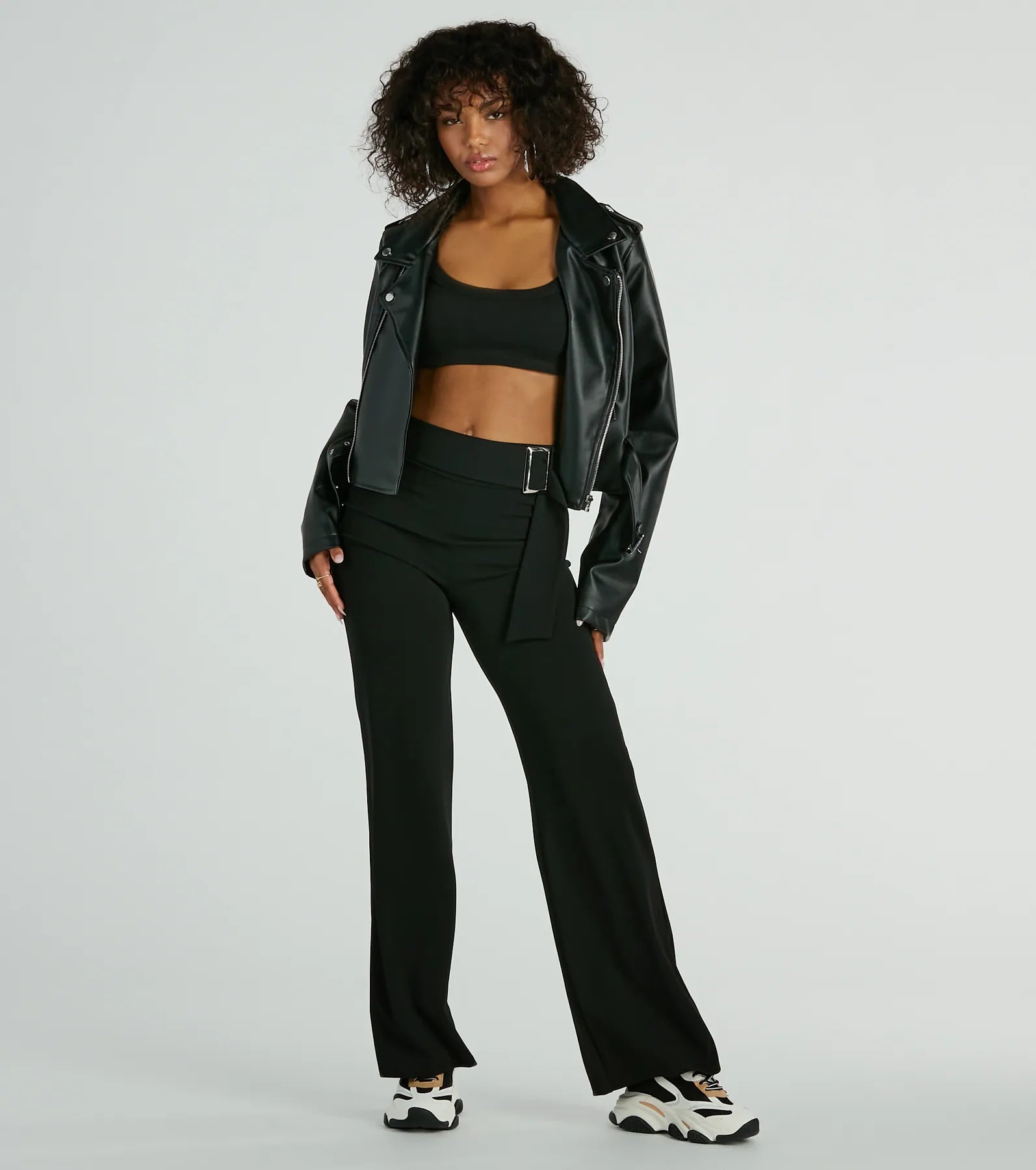 women's high-slung pantsWalk The Walk High Rise Belted Crepe Trouser Pants