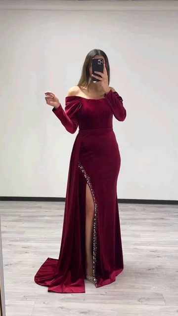 A-line party dressesSexy Off The Shoulder Sheath Evening Dress Y5803