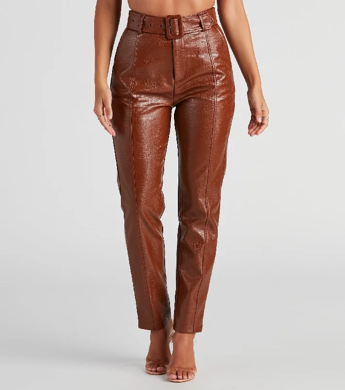 women's leather pantsSleek And Stylish Moves Belted Pants